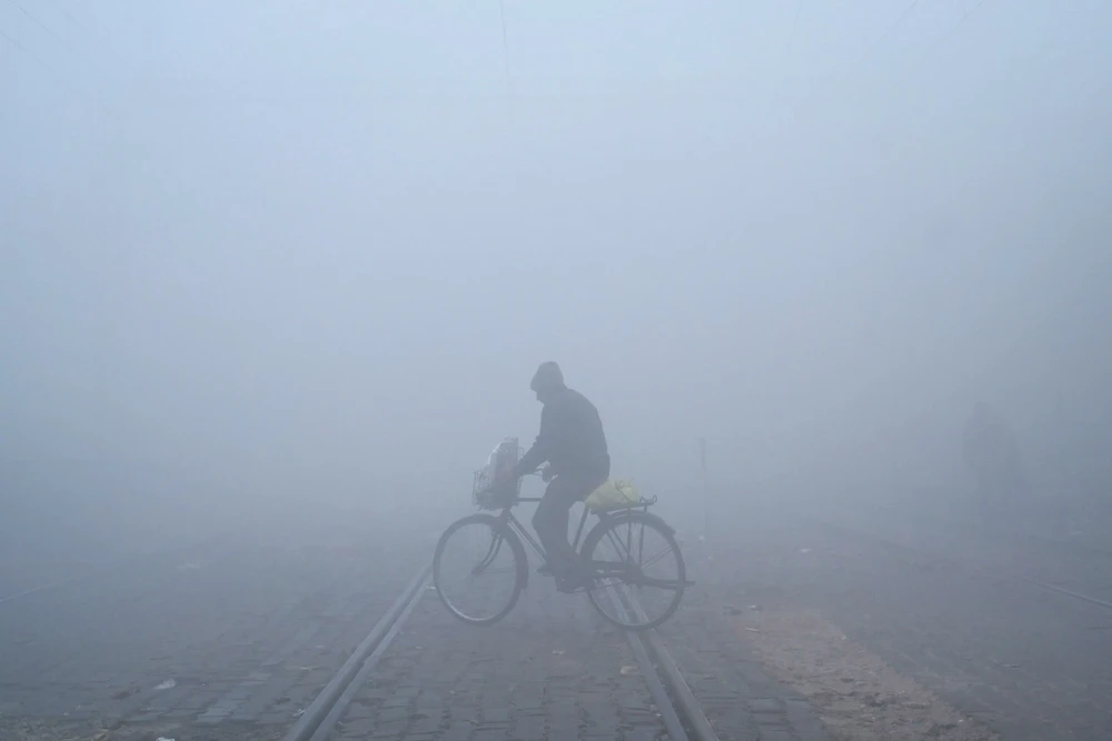 Sương mù dày đặc tại Amritsar, Ấn Độ. (Ảnh: AFP/TTXVN)