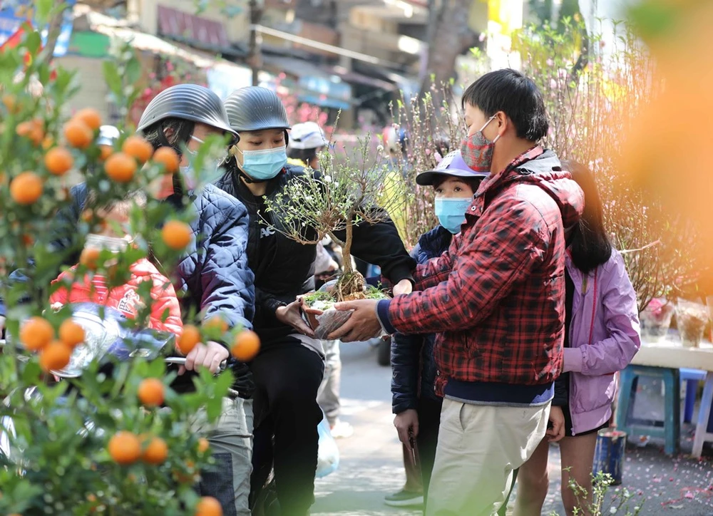 Thời tiết tại Bắc Bộ đã ấm lên sau những ngày nhiệt độ giảm sâu, thuận tiện cho người dân đi sắm Tết. (Ảnh: Thanh Tùng/TTXVN)