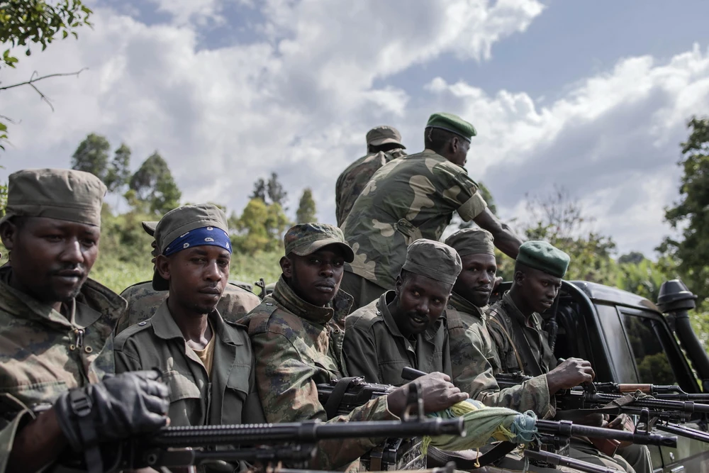 Lực lượng M23 tại khu vực Rumangabo, CHDC Congo, ngày 6/1/2023. (Ảnh: AFP/TTXVN)