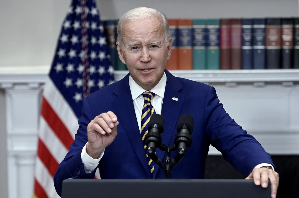 Tổng thống Mỹ Joe Biden công bố kế hoạch xoá nợ sinh viên trong bài phát biểu tại Nhà Trắng ở Washington DC., ngày 24/8/2022. (Ảnh: AFP/TTXVN)