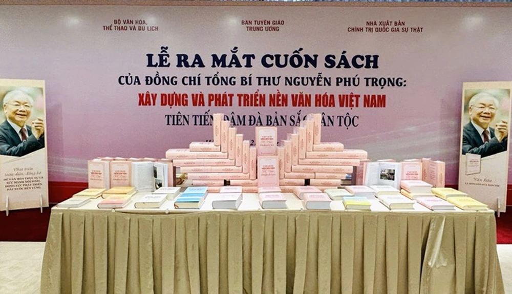 Lễ ra mắt cuốn sách "Xây dựng và phát triển nền văn hóa Việt Nam tiên tiến, đậm đà bản sắc dân tộc" của Tổng Bí thư Nguyễn Phú Trọng tháng 6/2024. (Nguồn: Bộ Văn hóa, Thể thao và Du lịch)