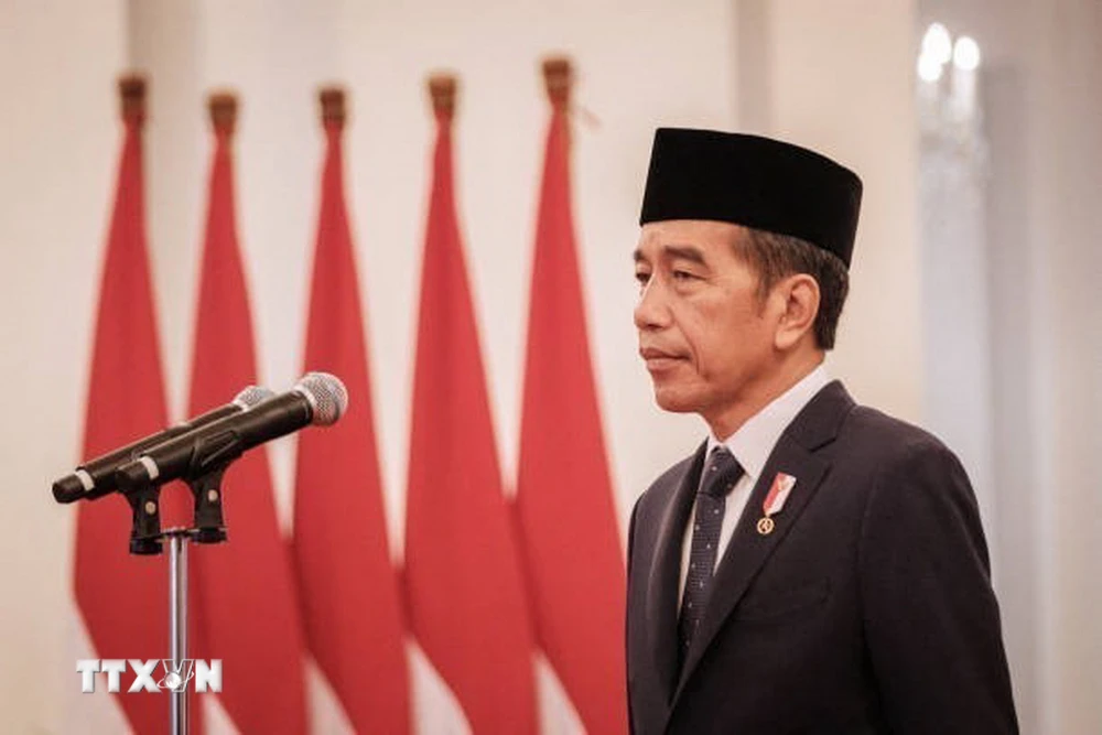 Tổng thống Indonesia Joko Widodo phát biểu tại lễ nhậm chức của các thành viên mới của nội các tại Jakarta, Indonesia, ngày 19/8/2024. (Ảnh: Getty Images/TTXVN)