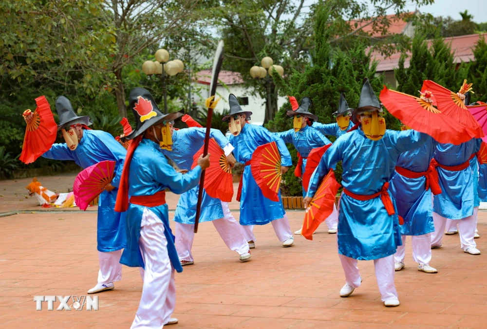 Trò Xuân Phả được đánh giá cao về giá trị văn hóa - nghệ thuật và đưa vào danh mục Di sản văn hóa phi vật thể quốc gia. (Ảnh: Thanh Tùng/TTXVN)