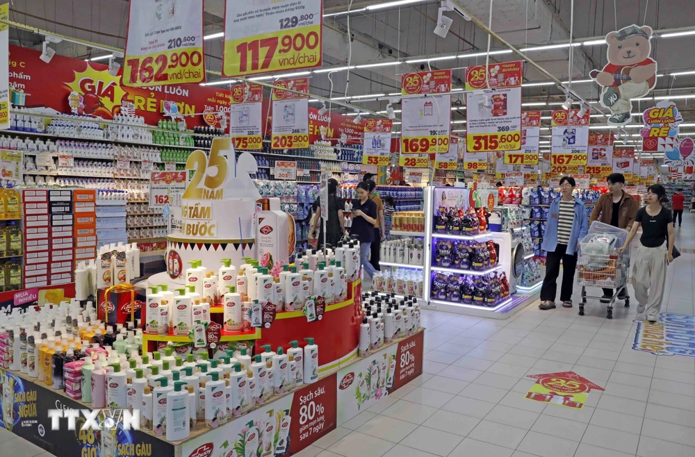 Đa dạng hàng hóa phục vụ khách hàng tại siêu thị Big C Thăng Long, Hà Nội. (Ảnh: Trần Việt/TTXVN) 