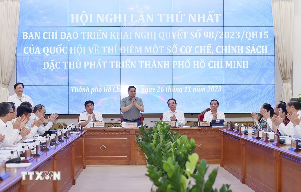 Thủ tướng Phạm Minh Chính chủ trì Hội nghị lần thứ nhất của Ban Chỉ đạo 850. (Ảnh: Dương Giang/TTXVN) 