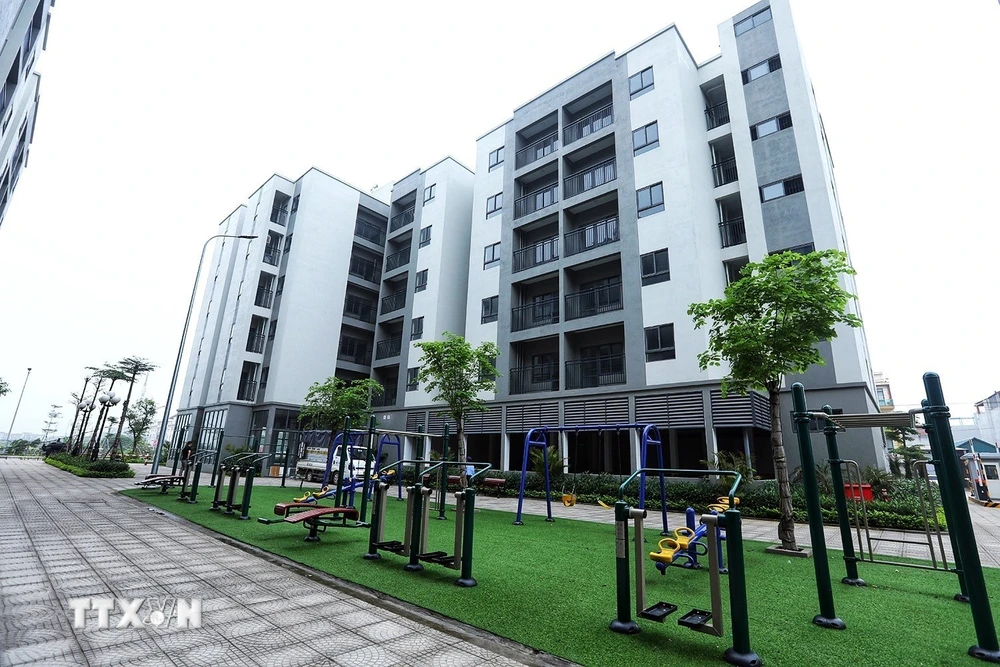 Khu nhà ở xã hội Mê Linh-Đại Thịnh (huyện Mê Linh, Hà Nội) do Tổng công ty Đầu tư phát triển nhà và đô thị (HUD) làm chủ đầu tư đã được đưa vào sử dụng từ năm 2021. (Ảnh: Tuấn Anh/ TTXVN)
