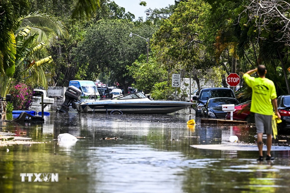 Ngập lụt tại Mỹ. (Ảnh: AFP/TTXVN)