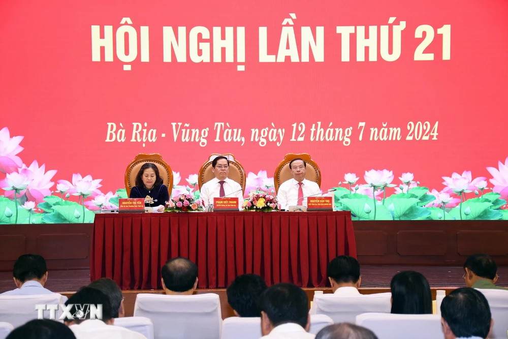 Lãnh đạo tỉnh Bà Rịa-Vũng Tàu chủ trì Hội nghị. (Ảnh: Đoàn Mạnh Dương/TTXVN)