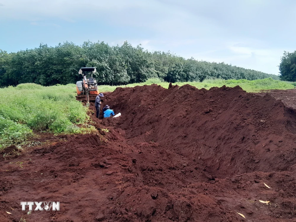 Tại khu vực sân bay Quân sự Lộc Ninh, Đội K72 tìm kiếm được 70 hài cốt liệt sỹ. (Ảnh: K GỬIH/TTXVN)