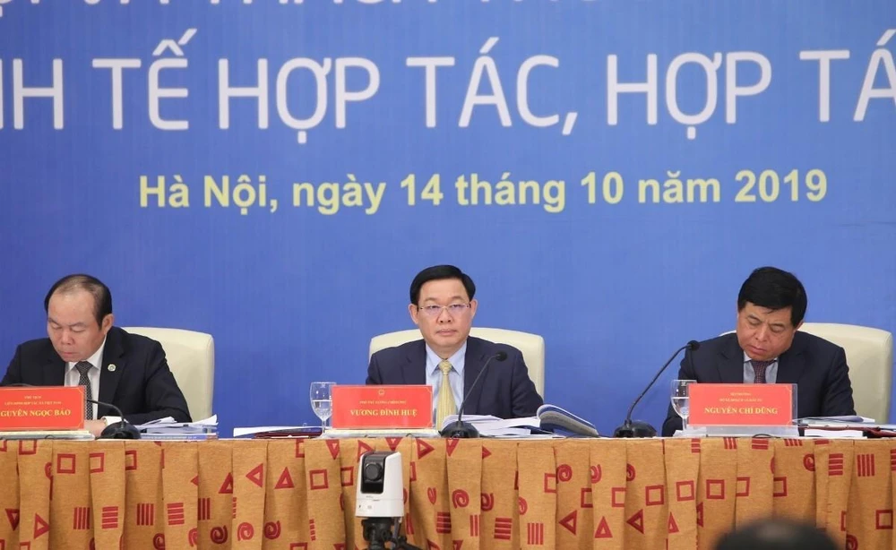 Diễn đàn Kinh tế hợp tác, hợp tác xã năm 2019 do Bộ Kế hoạch và Đầu tư phối hợp với Liên minh Hợp tác xã Việt Nam tổ chức ngày 14/10. (Ảnh: TTXVN)