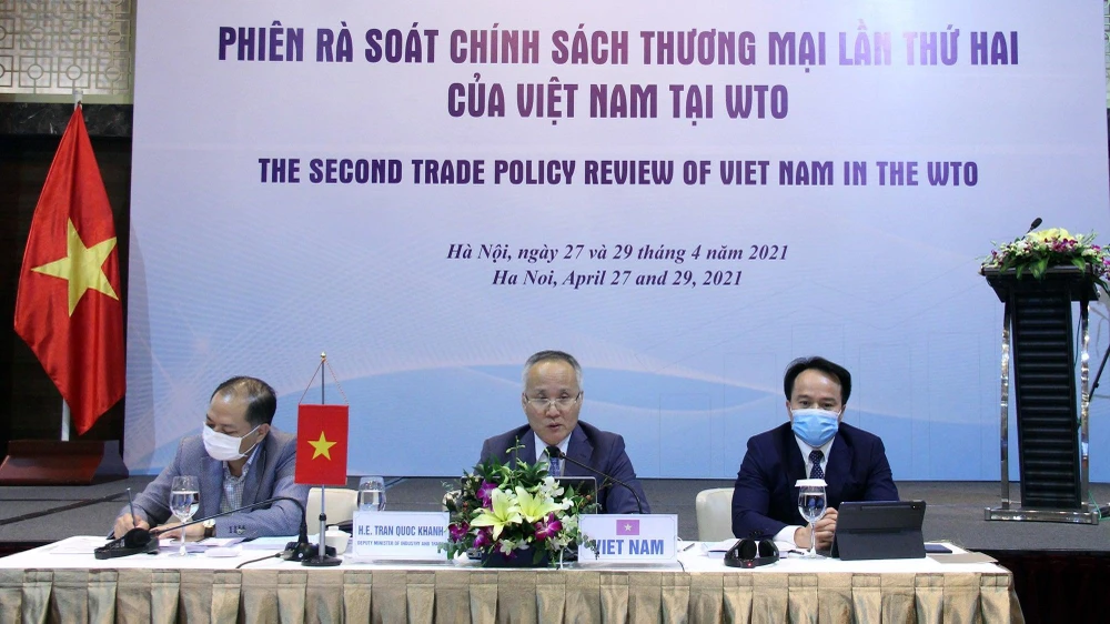 Phiên rà soát chính sách thương mại lần thứ 2 của Việt Nam tại WTO, tại Hà Nội. (Ảnh: Vietnam+)