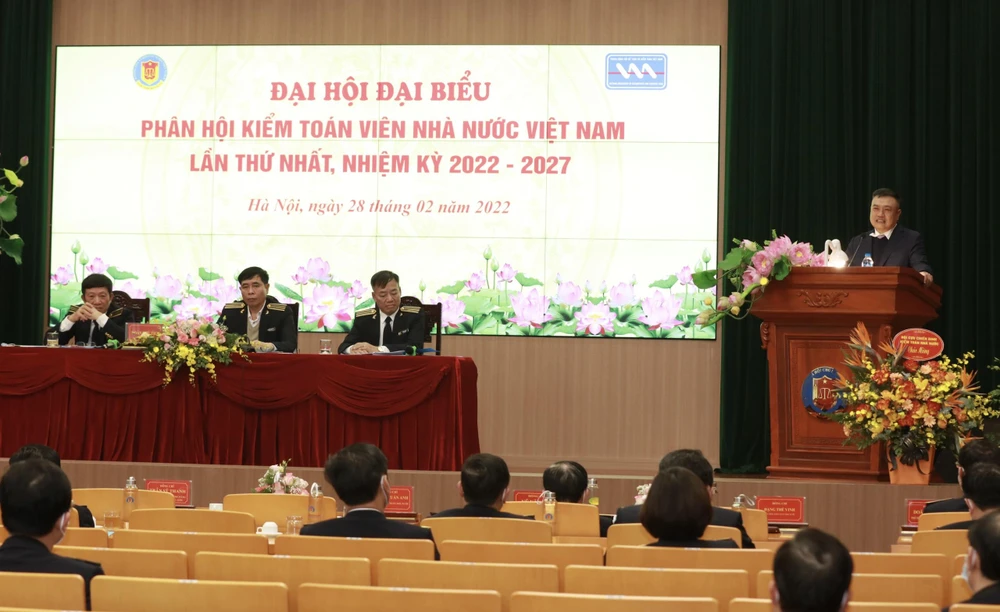 Đại hội Phân hội Kiểm toán viên Nhà nước Việt Nam, nhiệm kỳ 2022-2027. (Ảnh: CTV.Vietnam+)