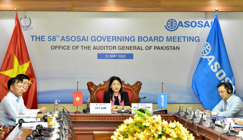 Cuộc họp trực tuyến Ban điều hành Tổ chức các Cơ quan kiểm toán tối cao châu Á (ASOSAI) lần thứ 58, ngày 31/5. (Ảnh:Vietnam+)