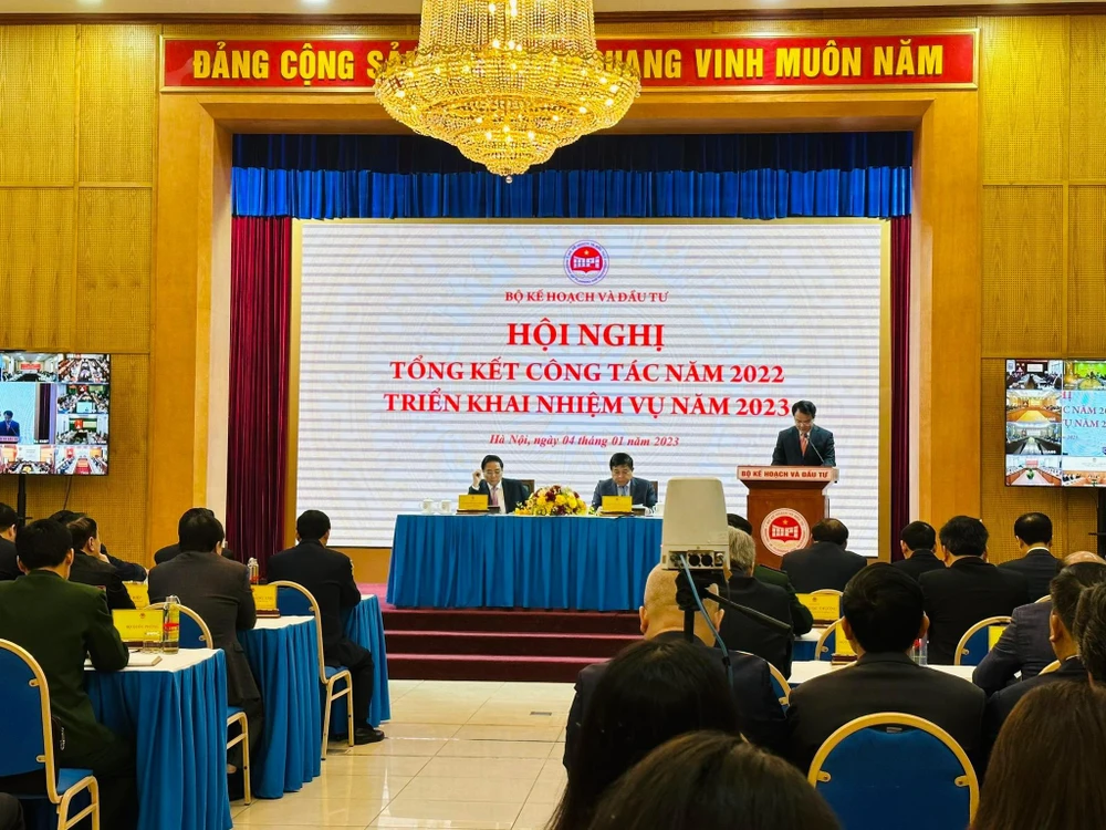 Hội nghị Tổng kết công tác năm 2022, triển khai nhiệm vụ năm 2023 của Bộ Kế hoạch và Đầu tư, ngày 14/1. (Ảnh: Vietnam+)