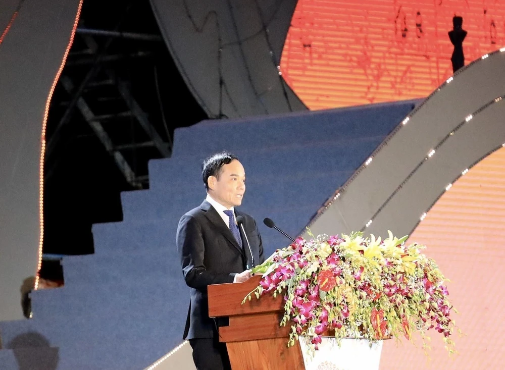 Phó Thủ tướng Chính phủ Trần Lưu Quang phát biểu chỉ đạo tại Lễ khai mạc Lễ hội Càphê Buôn Ma Thuột lần thứ 8 năm 2023, tối ngày 10/3. (Ảnh: TTXVN)