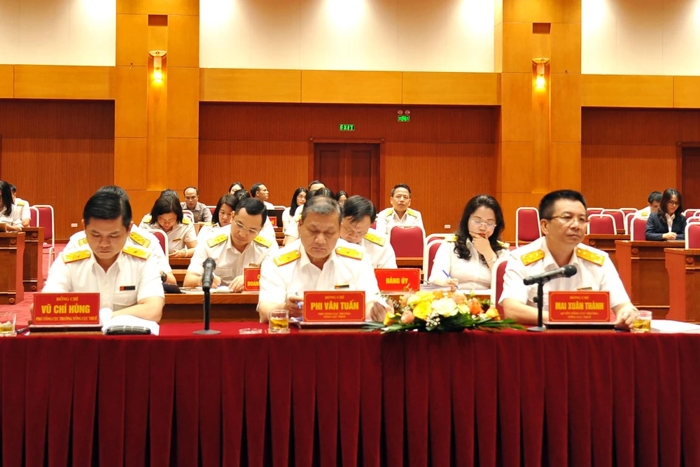 Hội nghị công tác thuế 6 tháng đầu năm và định hướng triển khai nhiệm vụ 6 tháng cuối năm 2023, ngày 18/7. (Ảnh: PV/Vietnam+)