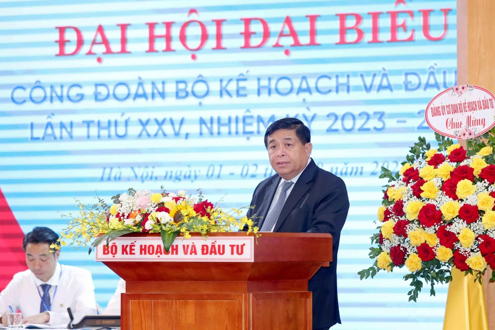 Bộ trưởng Bộ Kế hoạch và Đầu tư Nguyễn Chí Dũng tham dự và phát biểu tại Đại hội. (Ảnh: PV/Vietnam+)