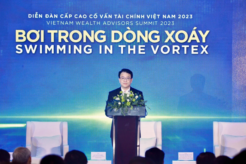 Thứ trưởng Bộ Kế hoạch Đầu tư Trần Quốc Phương nhấn mạnh tại Diễn đàn Cấp cao Cố vấn tài chính Việt Nam 2023. (Ảnh: PV/Vietnam+)