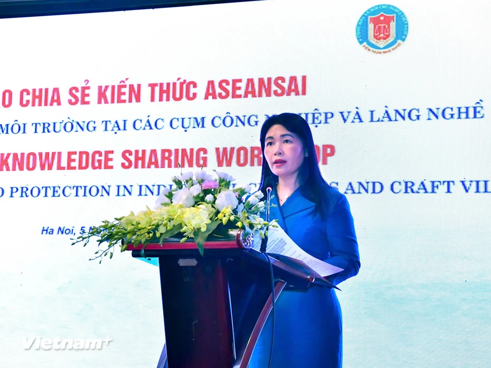 Phó Tổng Kiểm toán Hà Thị Mỹ Dung nhấn mạnh các kiến nghị đã góp phần nâng cao tính kinh tế, hiệu lực và hiệu quả trong hoạt động của các cơ quan chức năng khi thực hiện các chính sách về môi trường. (Ảnh: KTNN/Vietnam+)