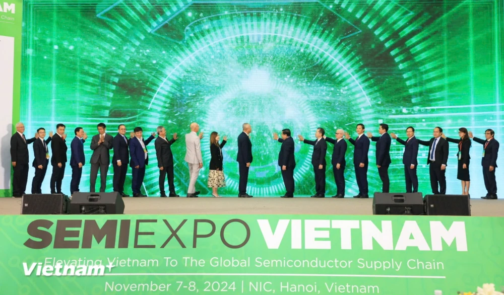 SEMIExpo Viet Nam 2024 là Triển lãm bán dẫn quy mô quốc tế lần đầu tiên và lớn nhất được tổ chức tại Việt Nam. (Ảnh: Vietnam+)