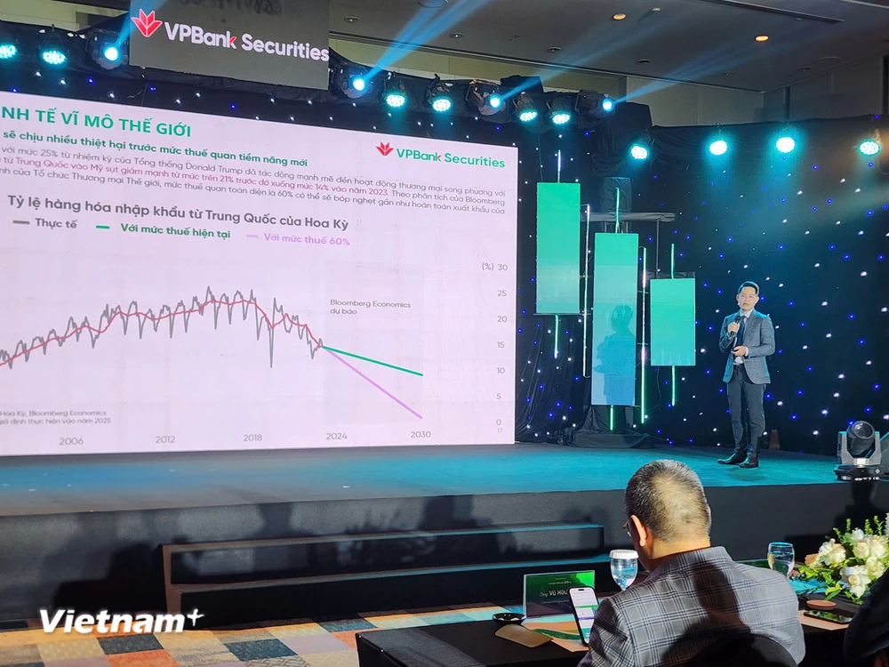 VN-Index đang trong giai đoạn tích lũy và có thể đối mặt với những rung lắc trong năm 2024 và đầu năm 2025. (Ảnh: Vietnam+)