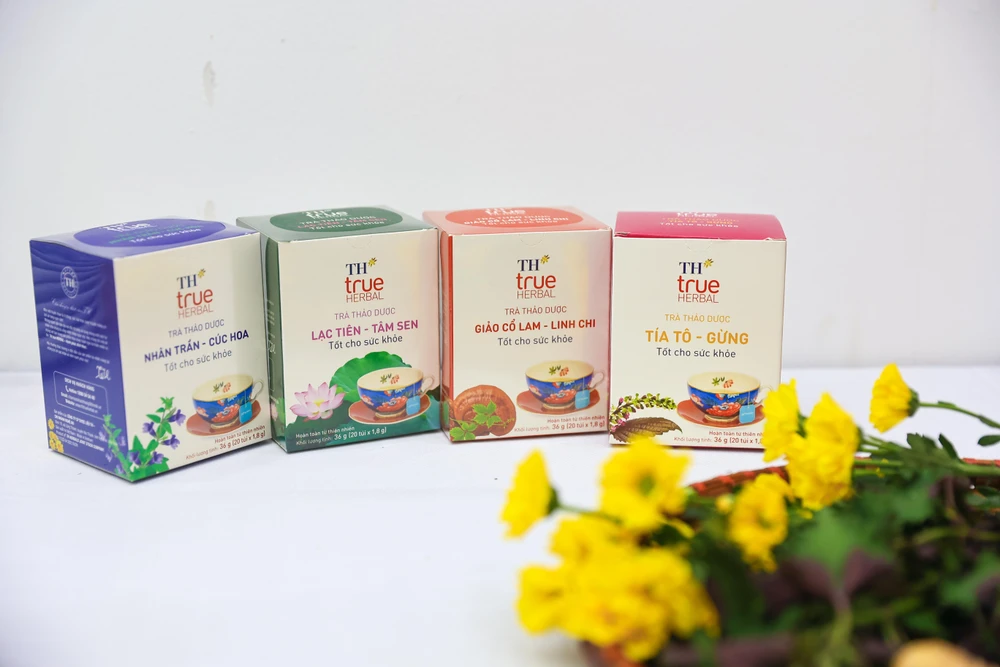 Tập đoàn TH đã chính thức ra mắt bộ 4 sản phẩm trà thảo dược túi lọc TH true HERBAL. (Ảnh: Minh Sơn/Vietnam+)