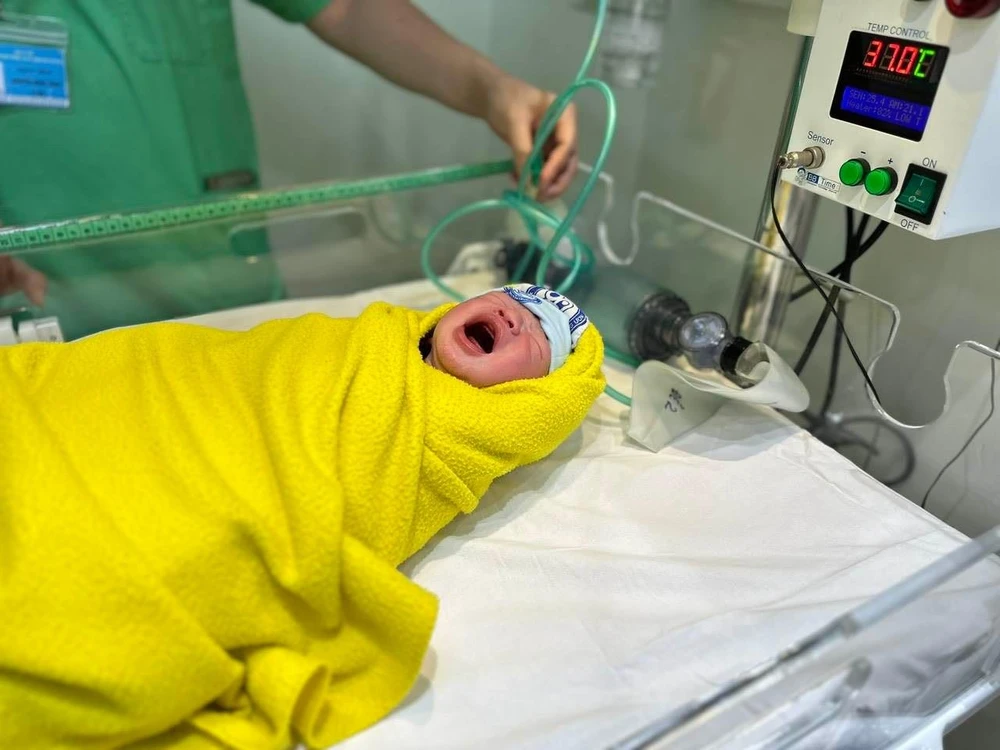 Một em bé chào đời tại Bệnh viện Phụ sản Trung ương. (Ảnh: T.G/Vietnam+)