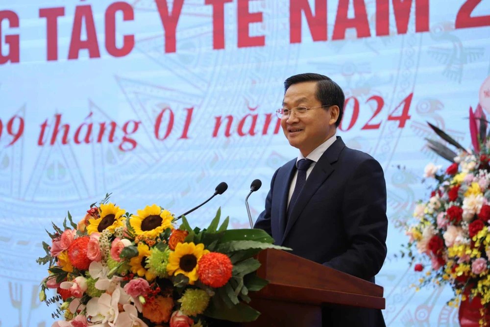 Phó Thủ tướng Chính phủ Lê Minh Khái phát biểu tại Hội nghị. (Ảnh: PV/Vietnam+)