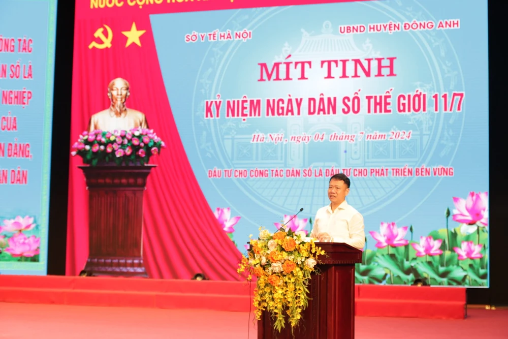 Ông Lê Thanh Dũng - Cục trưởng Cục Dân số (Bộ Y tế) phát biểu tại buổi lễ. (Ảnh: PV/Vietnam+)