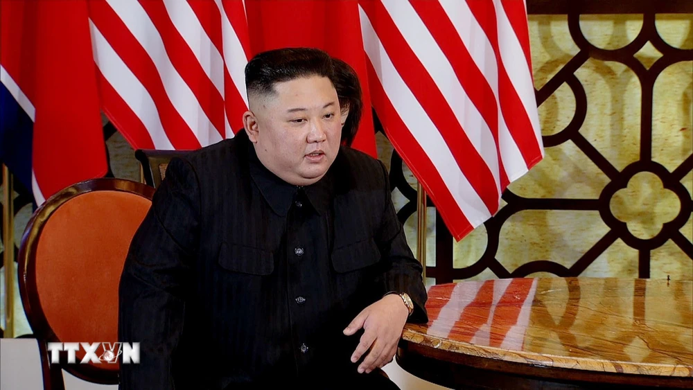 Chủ tịch Triều Tiên Kim Jong-un tại cuộc gặp. (Ảnh: TTXVN)