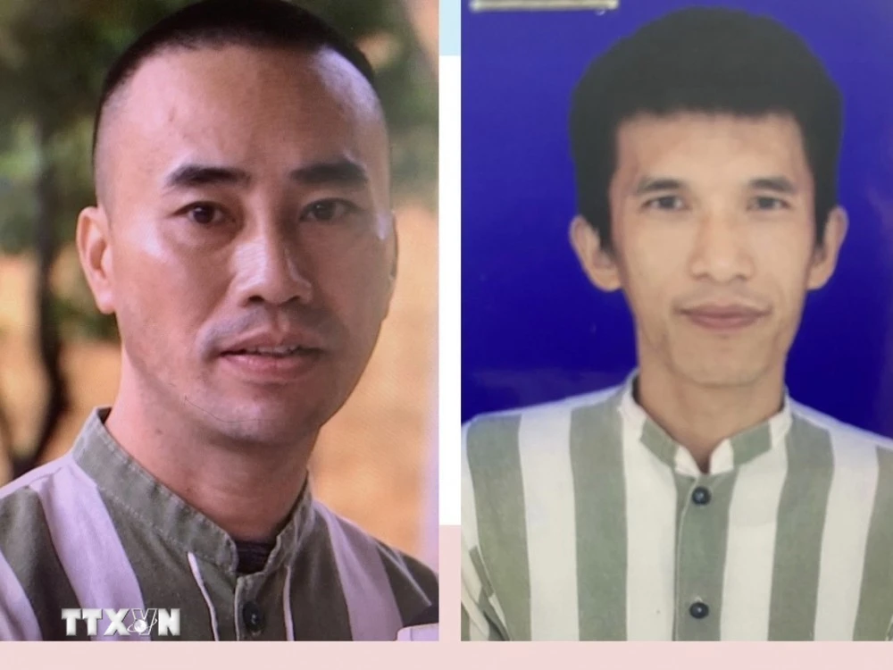 Hai đối tượng truy nã đặc biệt nguy hiểm Phan Công Thành và Nguyễn Đắc Hoàng. (Ảnh: TTXVN phát)