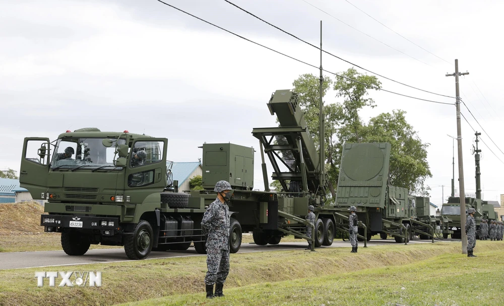 Hệ thống phòng thủ tên lửa Patriot PAC-3 được triển khai tại Sapporo, Nhật Bản. (Ảnh: Kyodo/TTXVN)