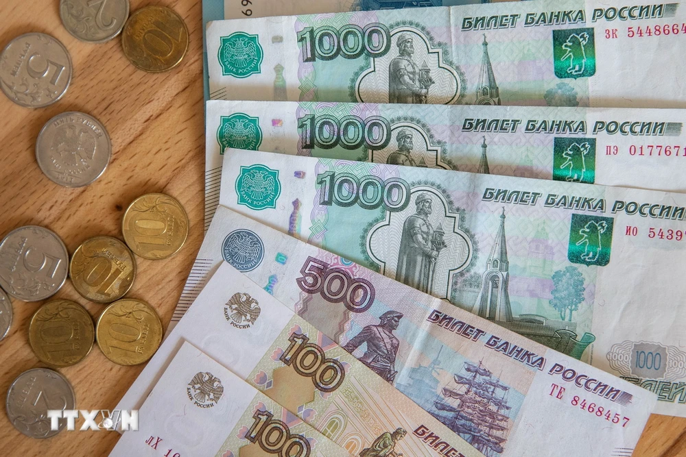 Đồng ruble của Nga. (Ảnh: AFP/TTXVN)