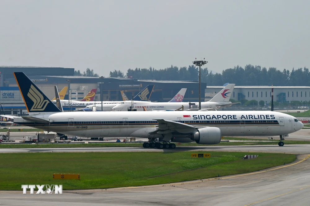 Máy bay của Hãng hàng không Singapore Airlines. (Ảnh: AFP/TTXVN)