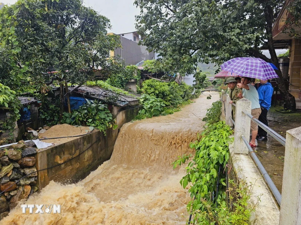 Lũ lớn tại xã Mường Hoa, thị xã Sa Pa. (Ảnh: TTXVN phát)