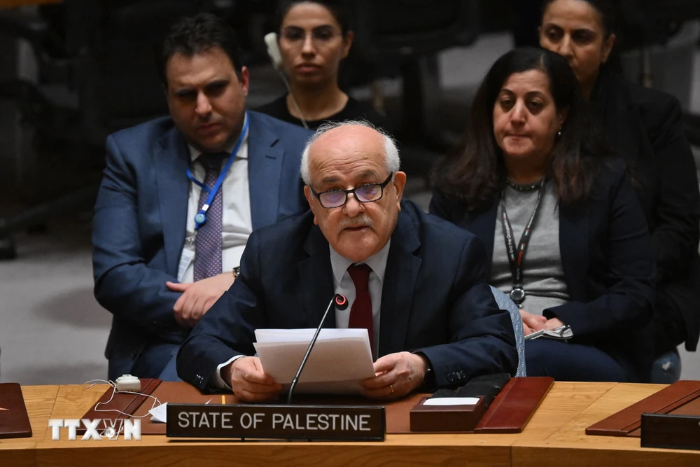 Đặc phái viên Palestine tại Liên hợp quốc Riyad Mansour. (Ảnh: AFP/TTXVN)