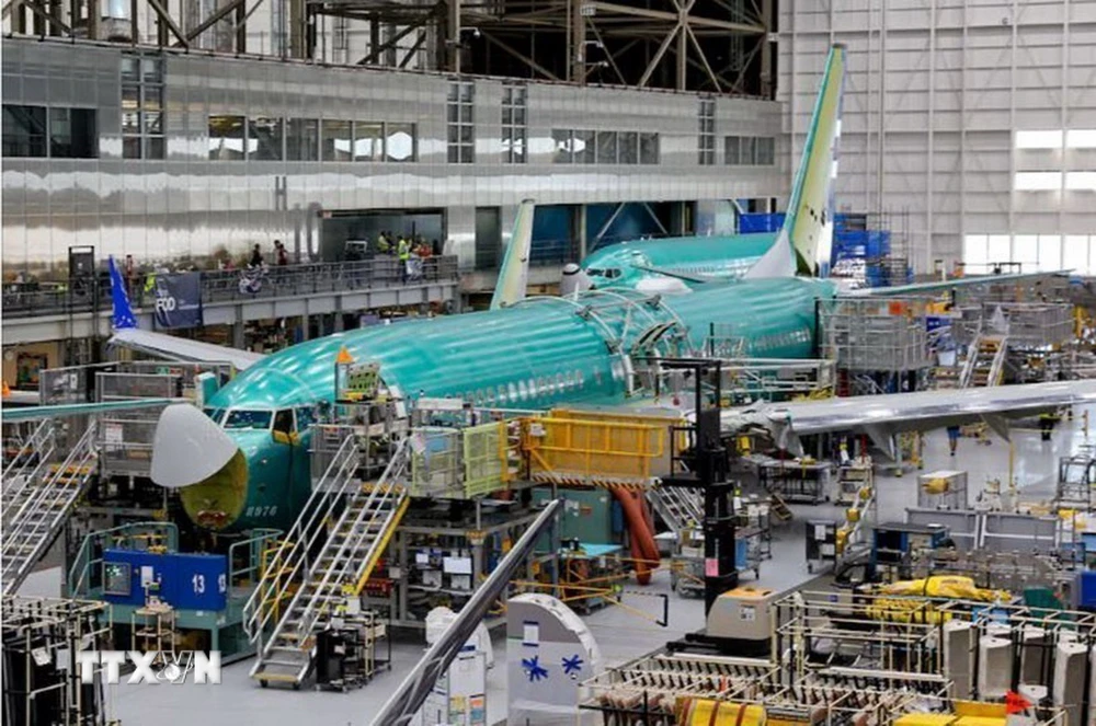 Máy bay 737 MAX của hãng Boeing được lắp ráp tại nhà máy ở Renton, Washington (Mỹ). (Nguồn: Reuters/TTXVN)