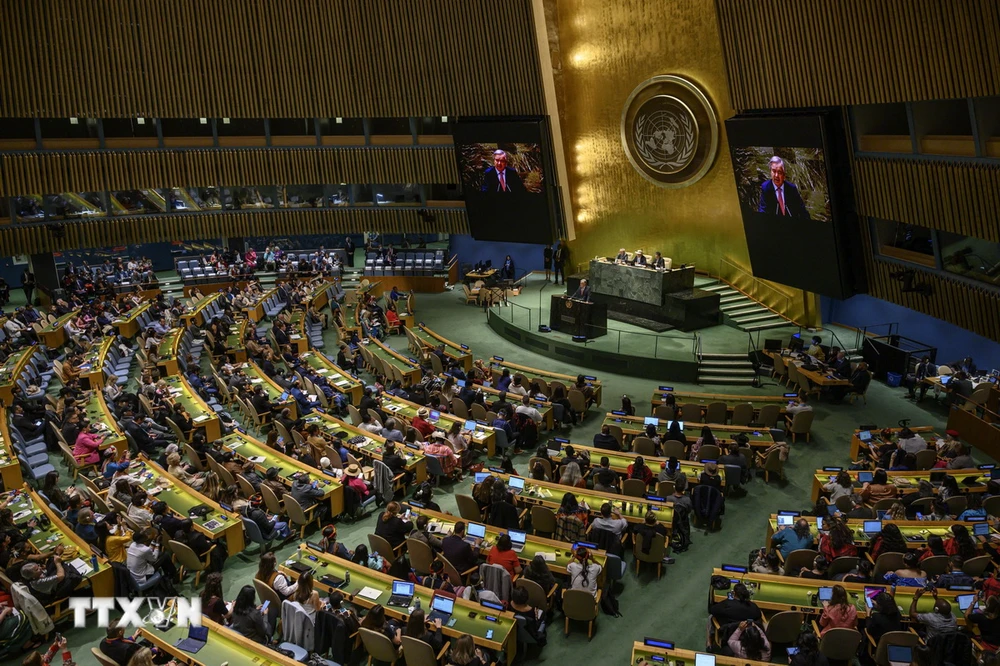 Quang cảnh phiên họp Đại hội đồng Liên hợp quốc ở New York, Mỹ. (Ảnh: AFP/TTXVN)