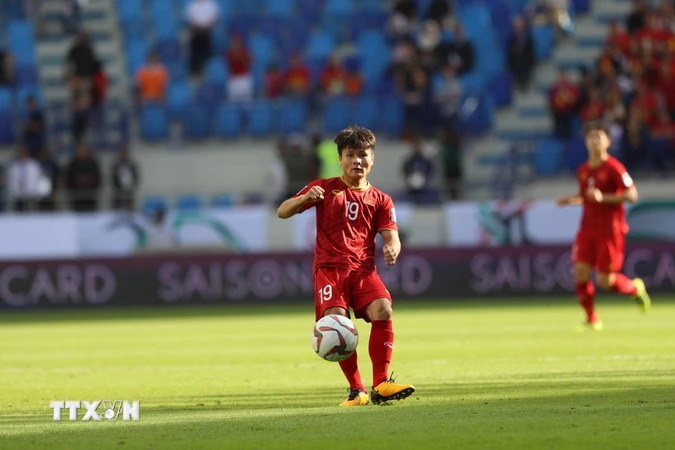 Tiền vệ Quang Hải của đội tuyển Việt Nam đã thi đấu xuất sắc trong các trận đấu ở vòng bảng Asian Cup 2019. (Ảnh: Hoàng Linh/TTXVN)