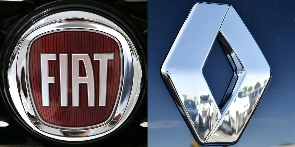 Biểu tượng Fiat (trái) và Renault. (Ảnh: AFP/TTXVN)