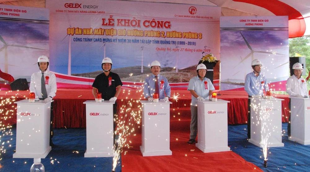 Lễ khởi công dự án hai nhà máy điện gió Hướng Phùng 2 và Hướng Phùng 3. (Ảnh: Thanh Thủy/TTXVN)