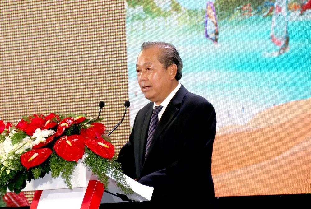 Phó Thủ tướng Thường trực Trương Hòa Bình phát biểu tại Hội nghị. (Ảnh: Nguyễn Thanh/TTXVN)