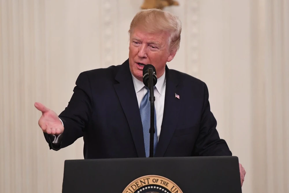 Tổng thống Mỹ Donald Trump phát biểu tại Washington D.C, Mỹ. (Ảnh: AFP/TTXVN)