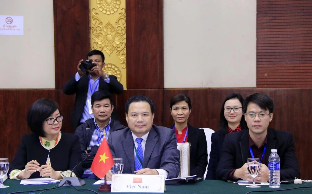 Đoàn Việt Nam tại Hội nghị. (Ảnh: Phạm Kiên/TTXVN)