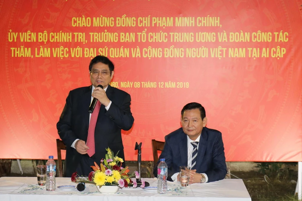 Trưởng Ban Tổ chức Trung ương Phạm Minh Chính phát biểu tại buổi gặp gỡ. (Ảnh: Anh Tuấn/TTXVN)