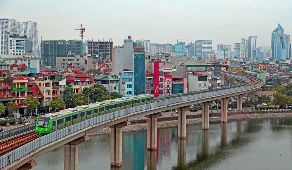 Tuyến đường sắt đô thị Cát Linh-Hà Đông. (Ảnh: Huy Hùng/TTXVN)