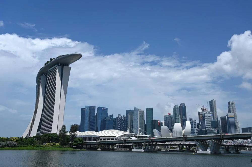 Toàn cảnh khu vực quận tài chính thương mại ở Singapore, ngày 26/5 vừa qua. (Ảnh: AFP/TTXVN)