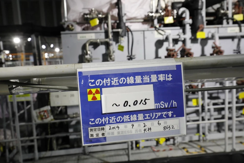 Khu vực xử lý nước thải tại Nhà máy Điện hạt nhân Fukushima số 1 vào thời điểm tháng 10/2019. (Ảnh: Đào Thanh Tùng/TTXVN)