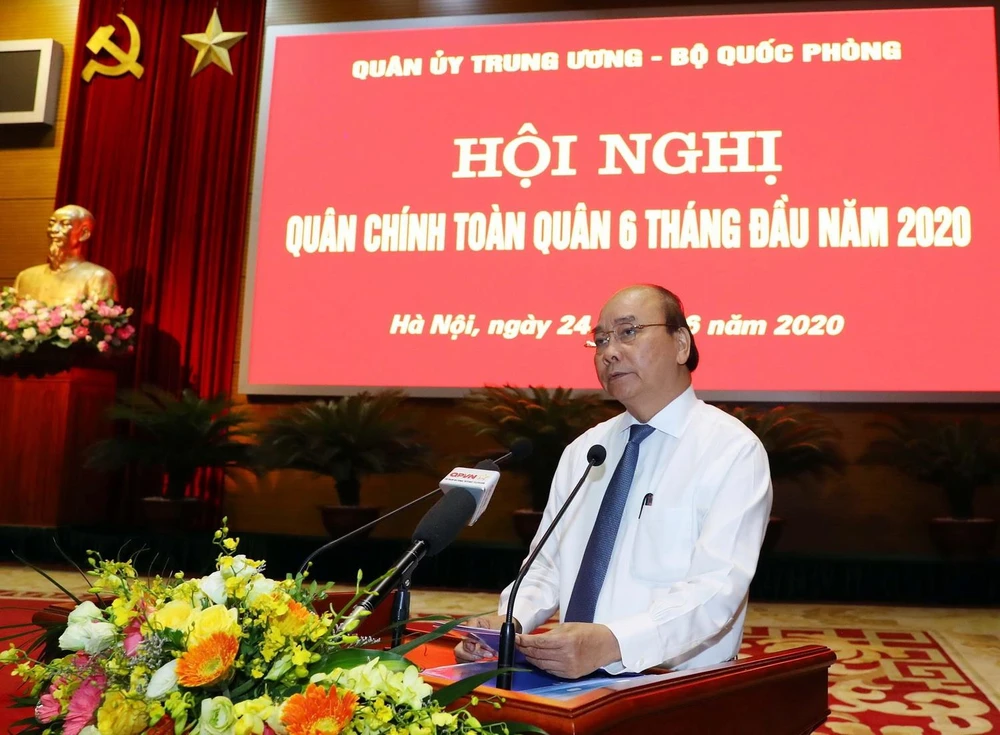 Thủ tướng Nguyễn Xuân Phúc phát biểu tại Hội nghị. (Ảnh: Thống Nhất/TTXVN)
