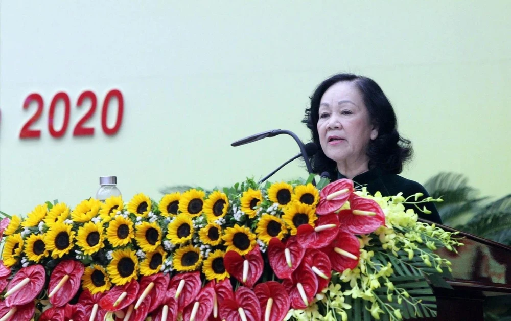 Bà Trương Thị Mai phát biểu chỉ đạo Đại hội. (Ảnh: Trần Tĩnh/TTXVN)